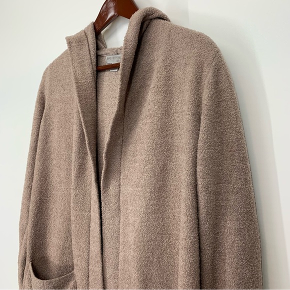 Barefoot Dreams Cozy Chic Lite Driftwood Hooded Resort Cardigan Taupe Brown - Picture 5 of 16